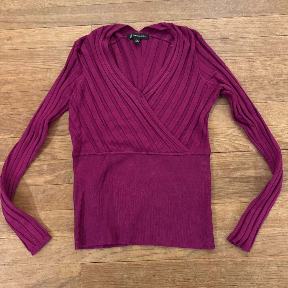 International Concepts Womens Ribbed Surplice Pullover Sweater Size PS
b53